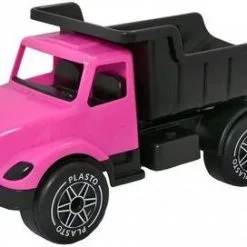 Plasto Stor Lastebil Med Stillegående Hjul, Rosa/Svart