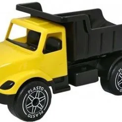 Plasto Stor Lastebil Med Stillegående Hjul, Gul/Svart