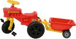 Plasto Trampetraktor Med Tilhenger, Rød