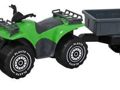 Plasto Firhjuling Med Plog Og Tilhenger, Grønn