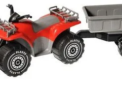 Plasto Firhjuling Med Plog Og Tilhenger, Rød