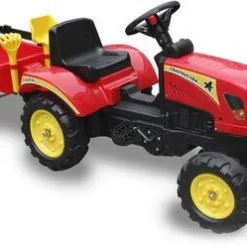 Alex's Garage Trampetraktor Med Tilhenger, Rød