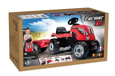 Smoby Farmer XL Trampetraktor Med Henger, Rød - Bilde 12
