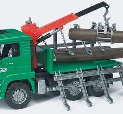 Bruder Man TGA Tømmerlastebil Med Kran Og 3 Tømmerstokker 02769