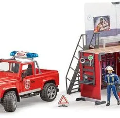 Bruder Bworld Brannstasjon Med Land Rover Defender